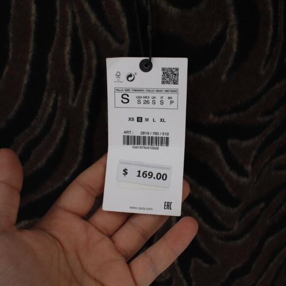 NWT Zara overcoat womens XS double breasted animal print straight cut coat - Picture 6 of 16